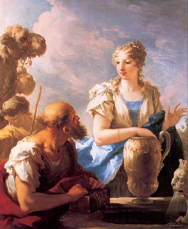 PELLEGRINI, Giovanni Antonio Rebecca at the Well oil painting picture